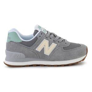 New Balance 574 Classic Sneakers Running Active Gym Women 9.5 Gray Yellow Suede